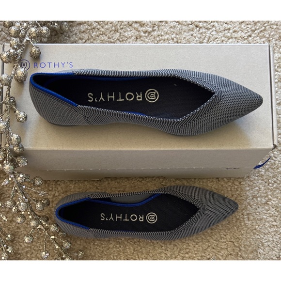 NWT Rothy’s Cloud Grey Birdseye The Point Flat - Picture 2 of 11